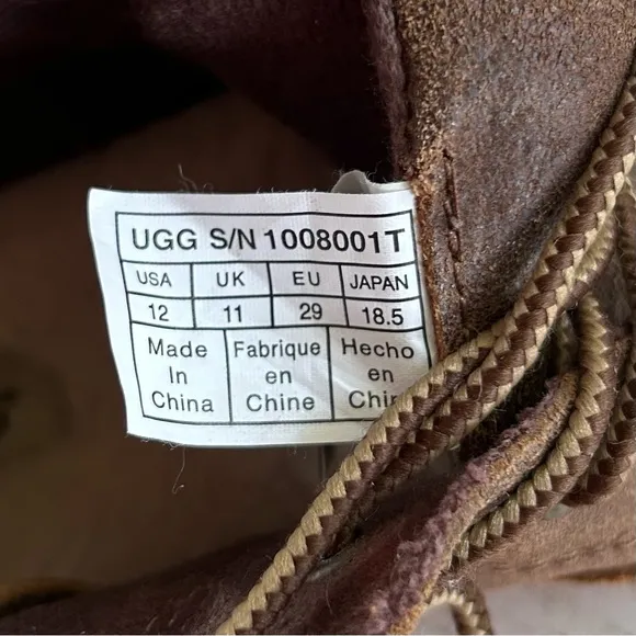 UGG Orin Brown Brushed Suede Wool Trim Ankle Boots Toddler 12