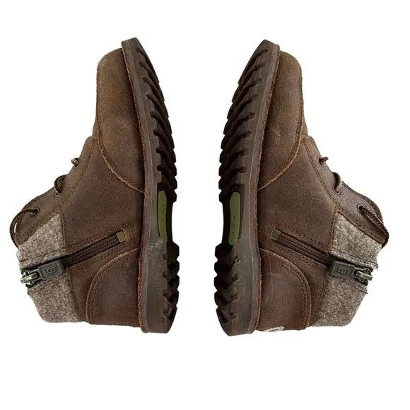 UGG Orin Brown Brushed Suede Wool Trim Ankle Boots Toddler 12