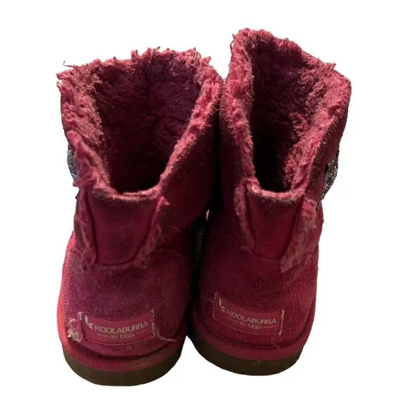 UGG Pink Winter Snow Boots Koolaburra Koola Star Mini Glittery Stars Girl’s SZ 4