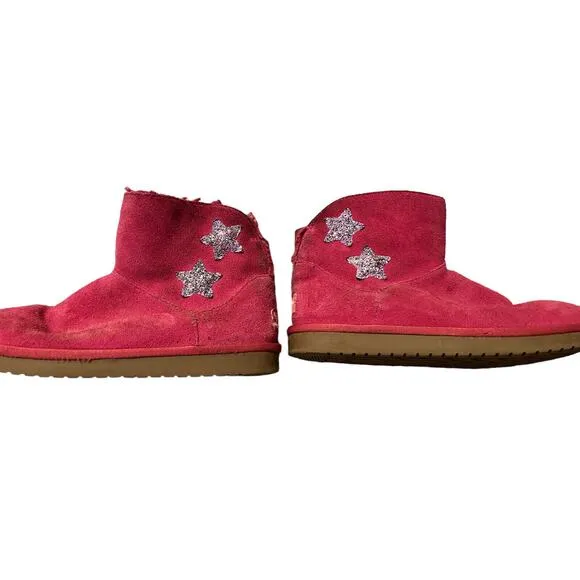 UGG Pink Winter Snow Boots Koolaburra Koola Star Mini Glittery Stars Girl’s SZ 4