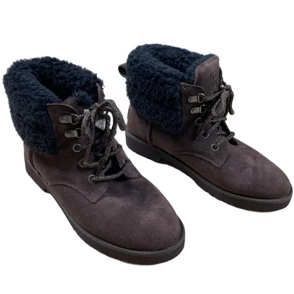 UGG Romely Heritage Lace Burnt Cedar Brown Women's Boots Size 5.5 NWOB