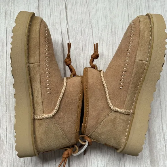 UGG SAND ULTRA MINI CRAFTED REGENERATE SHEEPSKIN BOOTS, WOMEN US 5