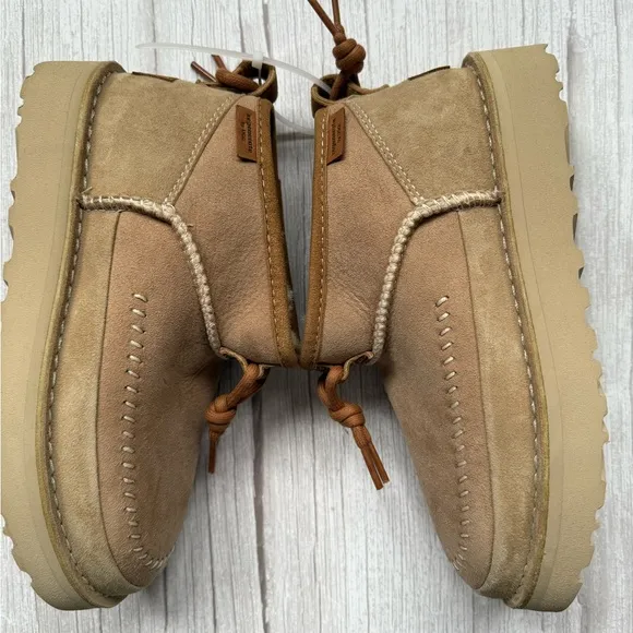 UGG SAND ULTRA MINI CRAFTED REGENERATE SHEEPSKIN BOOTS, WOMEN US 5