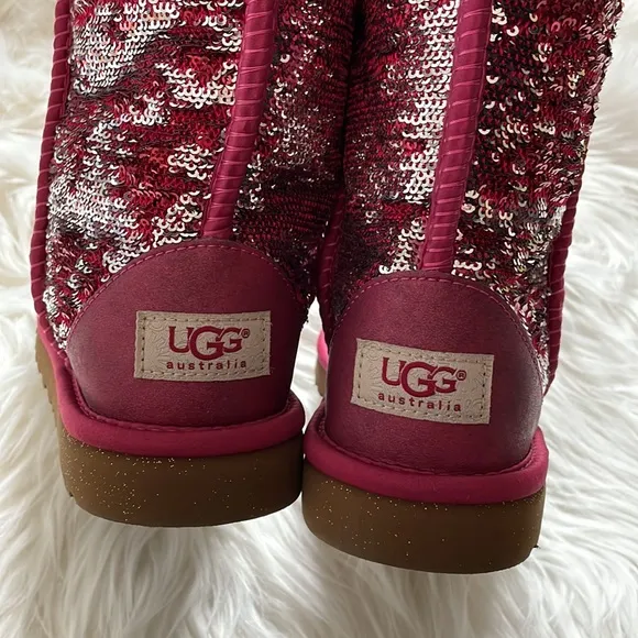 UGG Sequined Boots Silver/Fuchsia 6