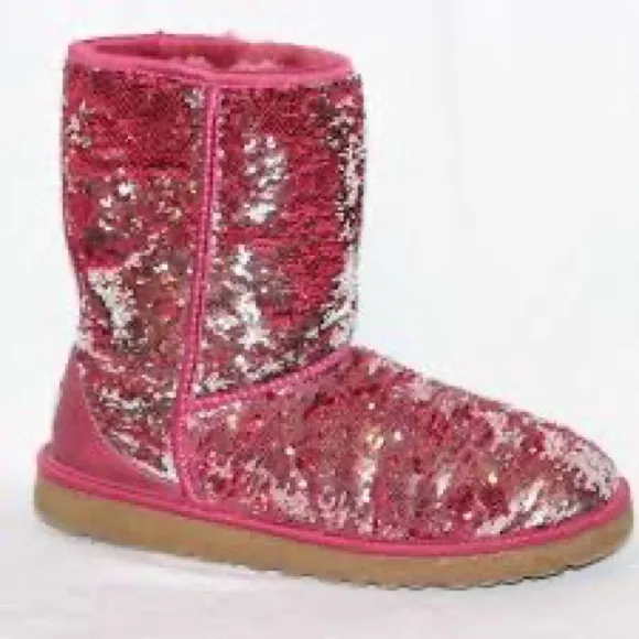 UGG Sequined Boots Silver/Fuchsia 6