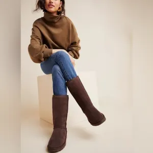 UGG tall classic chocolate brown winter fur boots