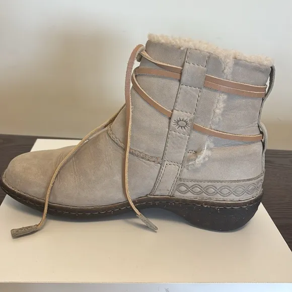 UGG Tan and Cream Winter Boots with Suede and Furry Lining