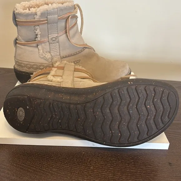 UGG Tan and Cream Winter Boots with Suede and Furry Lining