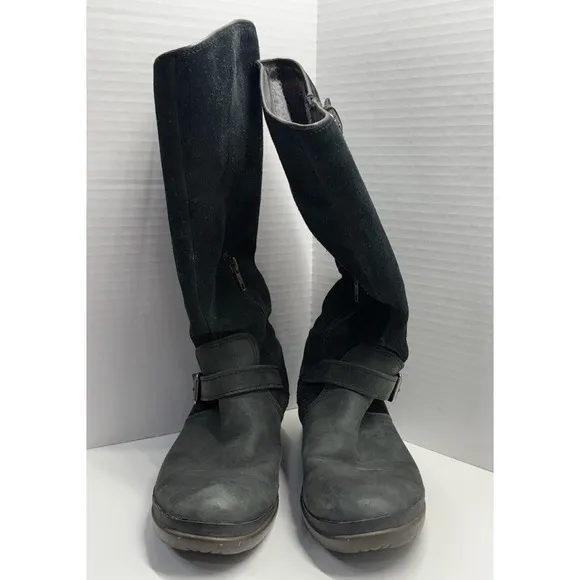 UGG Thomsen‎ Tall Boots Black Suede Leather Waterproof Women's Size 8 US