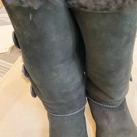 UGG Triple Botton Black Boots Women Size 8