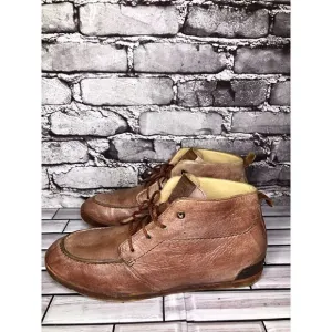 UGG Vibram Salmon Pink Leather Lace Up Casual Distressed Boots Men Sz 9M US/42EU