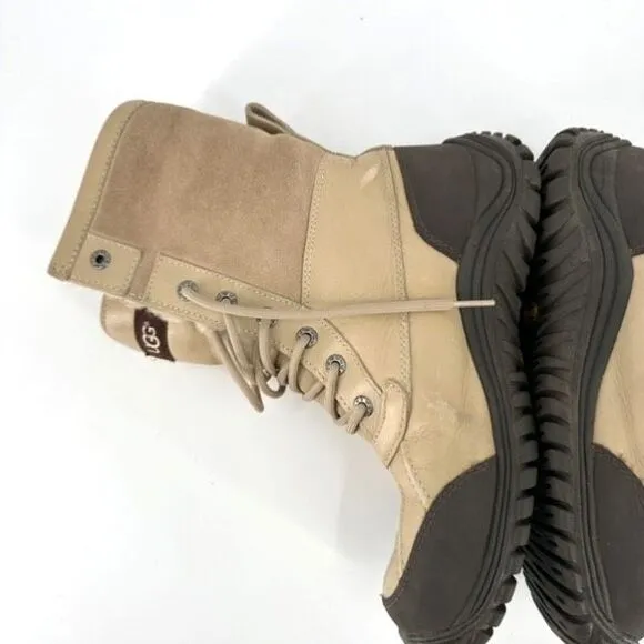 UGG Women's Adirondack II Sand Waterproof Leather Fur Snow Boots Beige Size 8