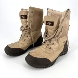 UGG Women's Adirondack II Sand Waterproof Leather Fur Snow Boots Beige Size 8