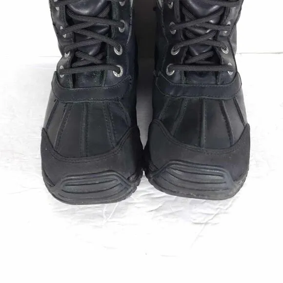 UGG Women's Adirondack Il US7 Black Leather Sheepskin Lace Up Winter Boots