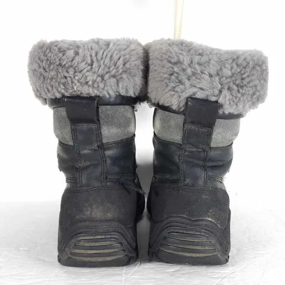 UGG Women's Adirondack Il US7 Black Leather Sheepskin Lace Up Winter Boots