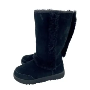 Ugg Womens Boots Sundance Black SUEDE Leather Fur SHEEPSKIN SZ 6 NEW $248