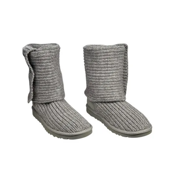 Ugg Women’s Cardy 5819 Grey Knit Pull On Winter Boots Size US 9