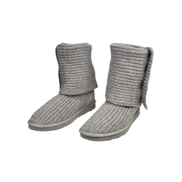 Ugg Women’s Cardy 5819 Grey Knit Pull On Winter Boots Size US 9