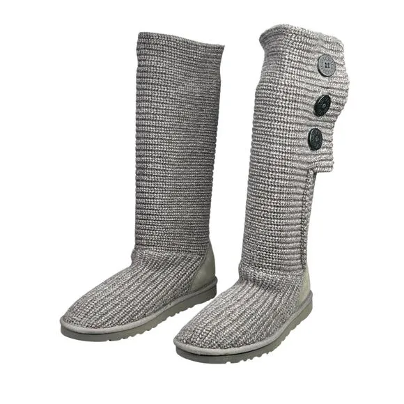 Ugg Women’s Cardy 5819 Grey Knit Pull On Winter Boots Size US 9