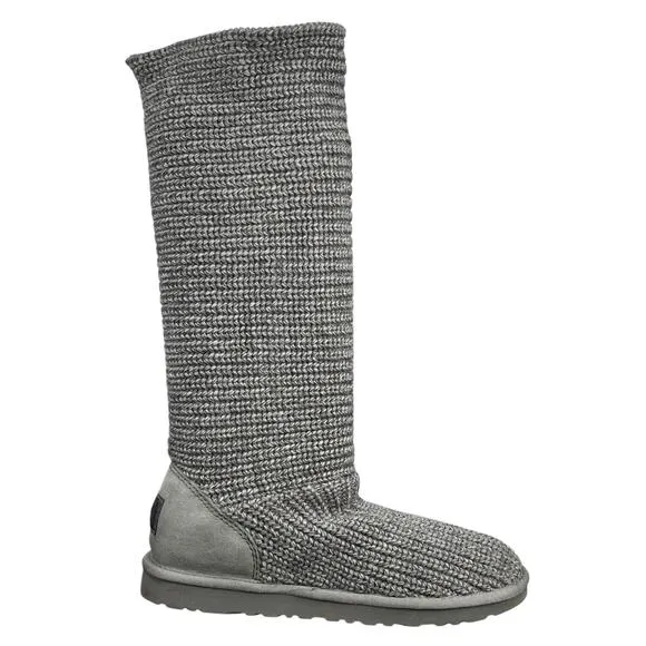 Ugg Women’s Cardy 5819 Grey Knit Pull On Winter Boots Size US 9