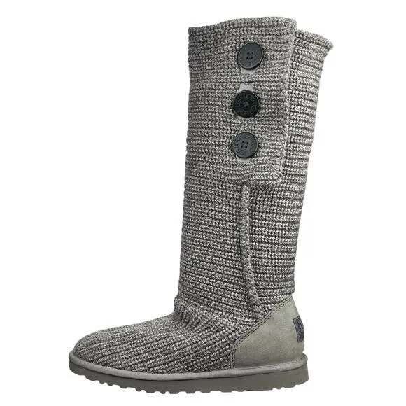 Ugg Women’s Cardy 5819 Grey Knit Pull On Winter Boots Size US 9