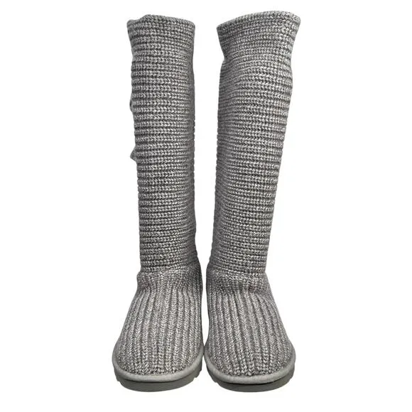Ugg Women’s Cardy 5819 Grey Knit Pull On Winter Boots Size US 9