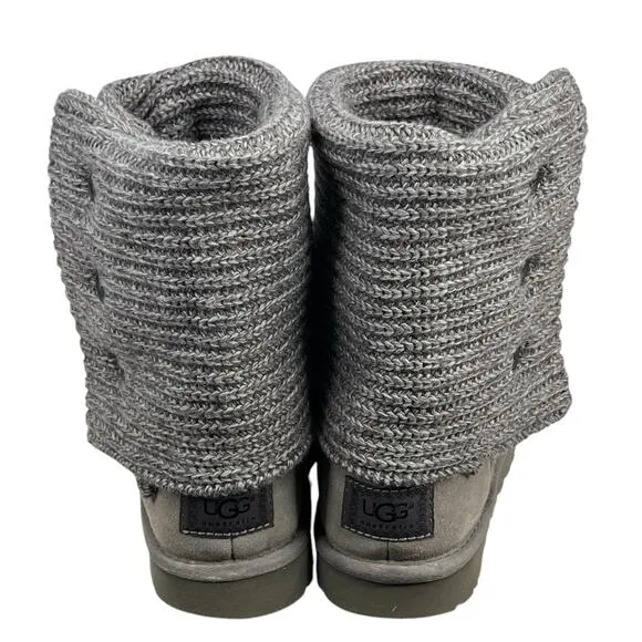UGG Women’s Cardy Grey Knit Pull Up Winter Boot Size US 7
