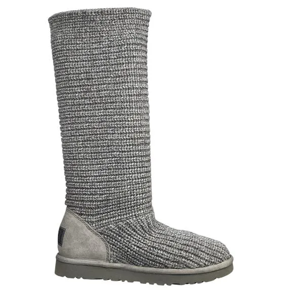 UGG Women’s Cardy Grey Knit Pull Up Winter Boot Size US 7