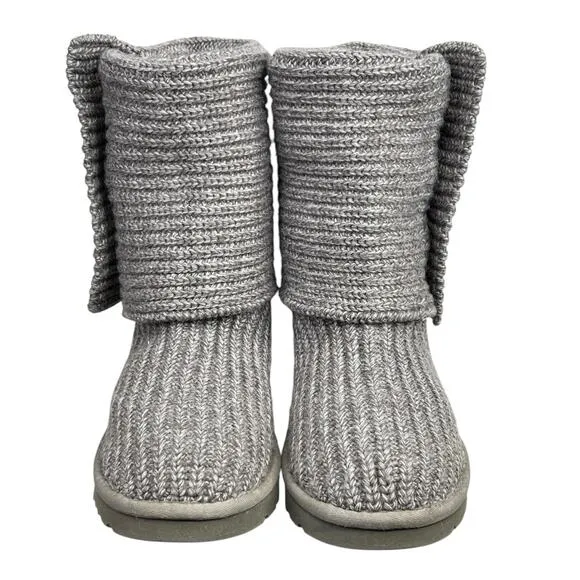 UGG Women’s Cardy Grey Knit Pull Up Winter Boot Size US 7