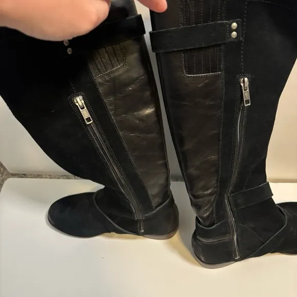 UGG Womens Cydnee Leather Knee High Buckle Boots Black