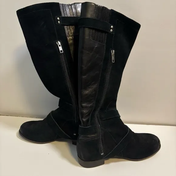 UGG Womens Cydnee Leather Knee High Buckle Boots Black