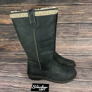 Ugg Women's Swell Tall Black Sheepskin Lined Leather Winter Boots