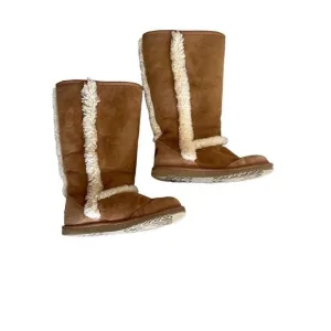 UGG Womens Tan Mid-Calf Chestnut Sunsparkle Shearling Winter Boots Size 5
