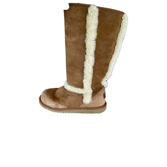 UGG Womens Tan Mid-Calf Chestnut Sunsparkle Shearling Winter Boots Size 5