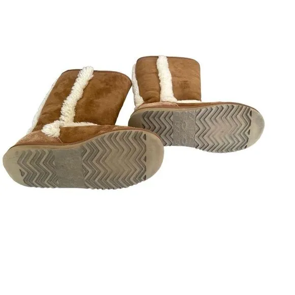 UGG Womens Tan Mid-Calf Chestnut Sunsparkle Shearling Winter Boots Size 5