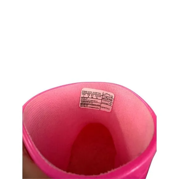UGG Drizlita Womens Pink Waterproof Rubber Sheepskin Lined Rain Boots Size 7