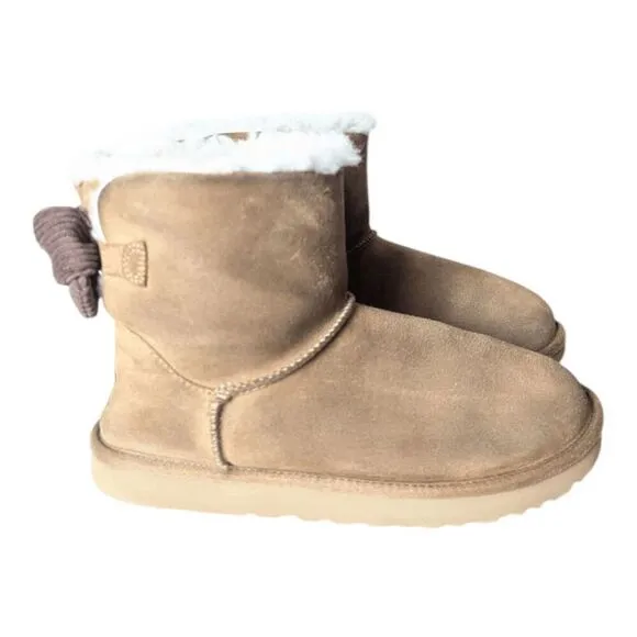 UGG Mini Bailey Bow Corduroy &quot;Chestnut&quot; Winter Boot Size 8