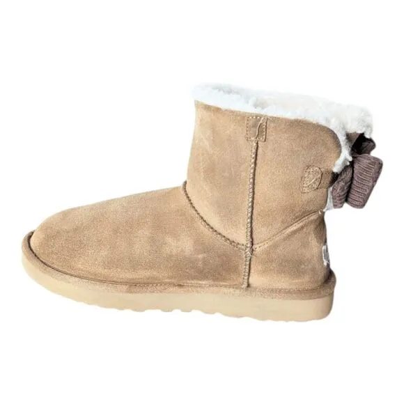 UGG Mini Bailey Bow Corduroy &quot;Chestnut&quot; Winter Boot Size 8