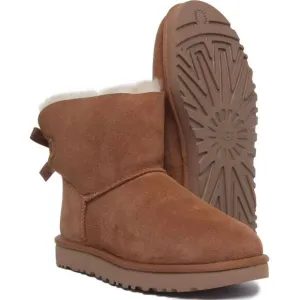 UGG Mini Bailey Bow Corduroy &quot;Chestnut&quot; Winter Boot Size 8