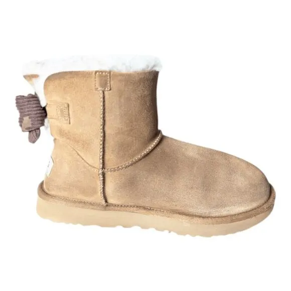 UGG Mini Bailey Bow Corduroy &quot;Chestnut&quot; Winter Boot Size 8