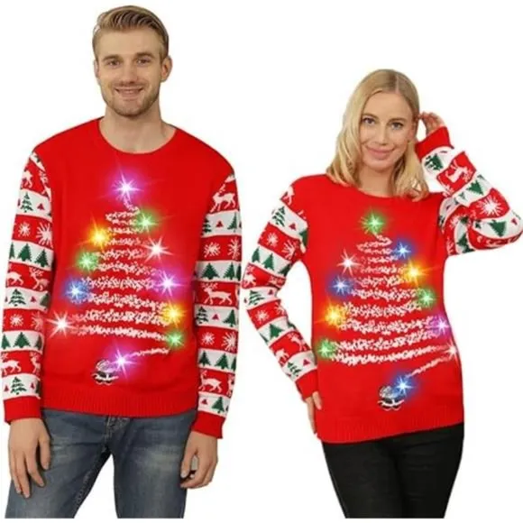 Ugly Christmas Sweater for Women 2023 Men,Light Up Christmas Sweater Unisex Xmas