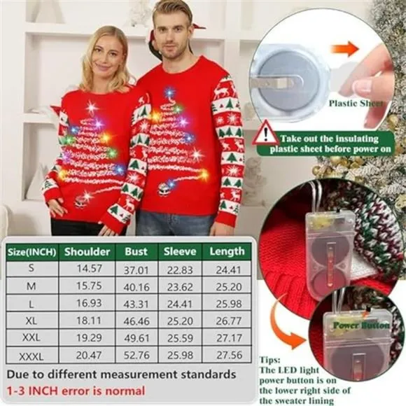 Ugly Christmas Sweater for Women 2023 Men,Light Up Christmas Sweater Unisex Xmas