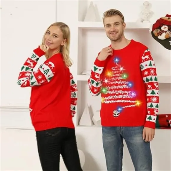 Ugly Christmas Sweater for Women 2023 Men,Light Up Christmas Sweater Unisex Xmas