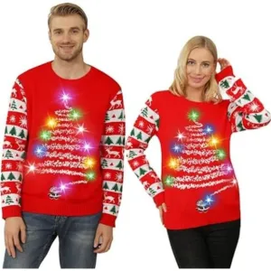 Ugly Christmas Sweater for Women 2023 Men,Light Up Christmas Sweater Unisex Xmas