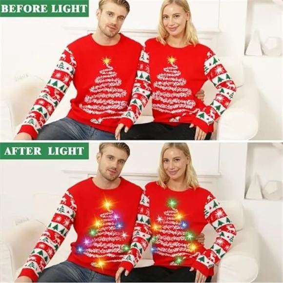 Ugly Christmas Sweater for Women 2023 Men,Light Up Christmas Sweater Unisex Xmas
