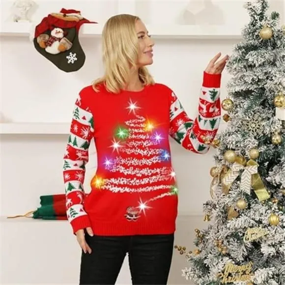 Ugly Christmas Sweater for Women 2023 Men,Light Up Christmas Sweater Unisex Xmas