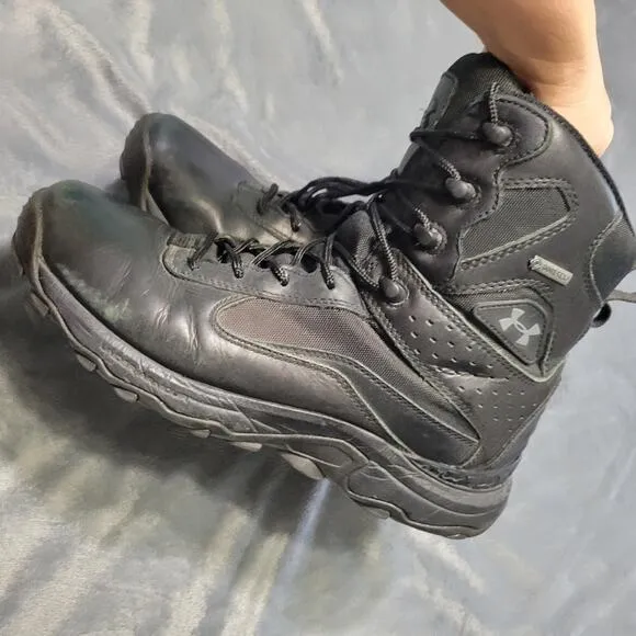Under Armour Gore-Tex Leather Hiking Boots Men 11 Black High Top Lace Up Protect