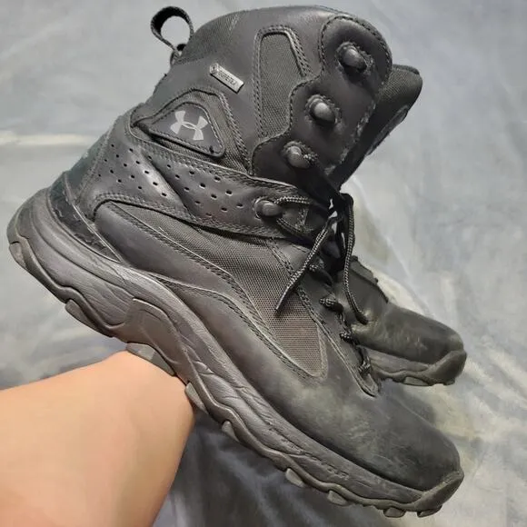 Under Armour Gore-Tex Leather Hiking Boots Men 11 Black High Top Lace Up Protect