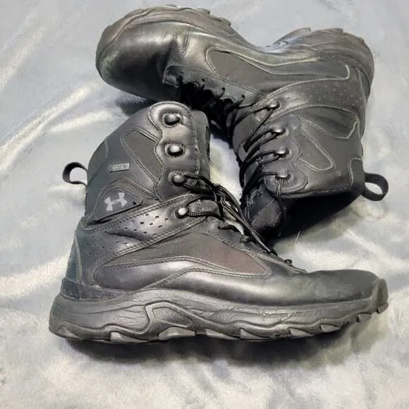 Under Armour Gore-Tex Leather Hiking Boots Men 11 Black High Top Lace Up Protect