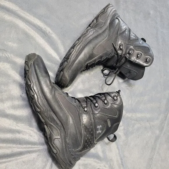 Under Armour Gore-Tex Leather Hiking Boots Men 11 Black High Top Lace Up Protect